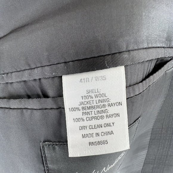 John W Nordstrom Loro Piana‎ 100% Wool Sport Coat 41 R Black Two Button Plaid - Picture 14 of 15